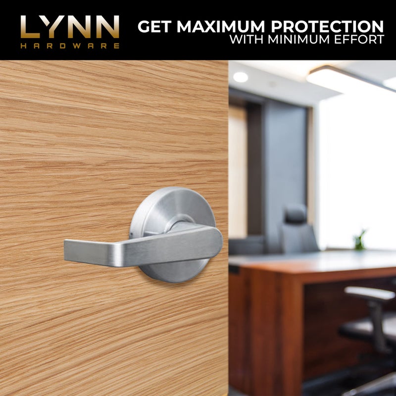 LYNN HARDWARE Classroom Commercial Door Lock - Heavy-Duty Designer Handles for Doors - Durable Grade 2 Indoor Locks for Doors - Cylindrical Lever Door Handle Lock - Satin Chrome - Image 5